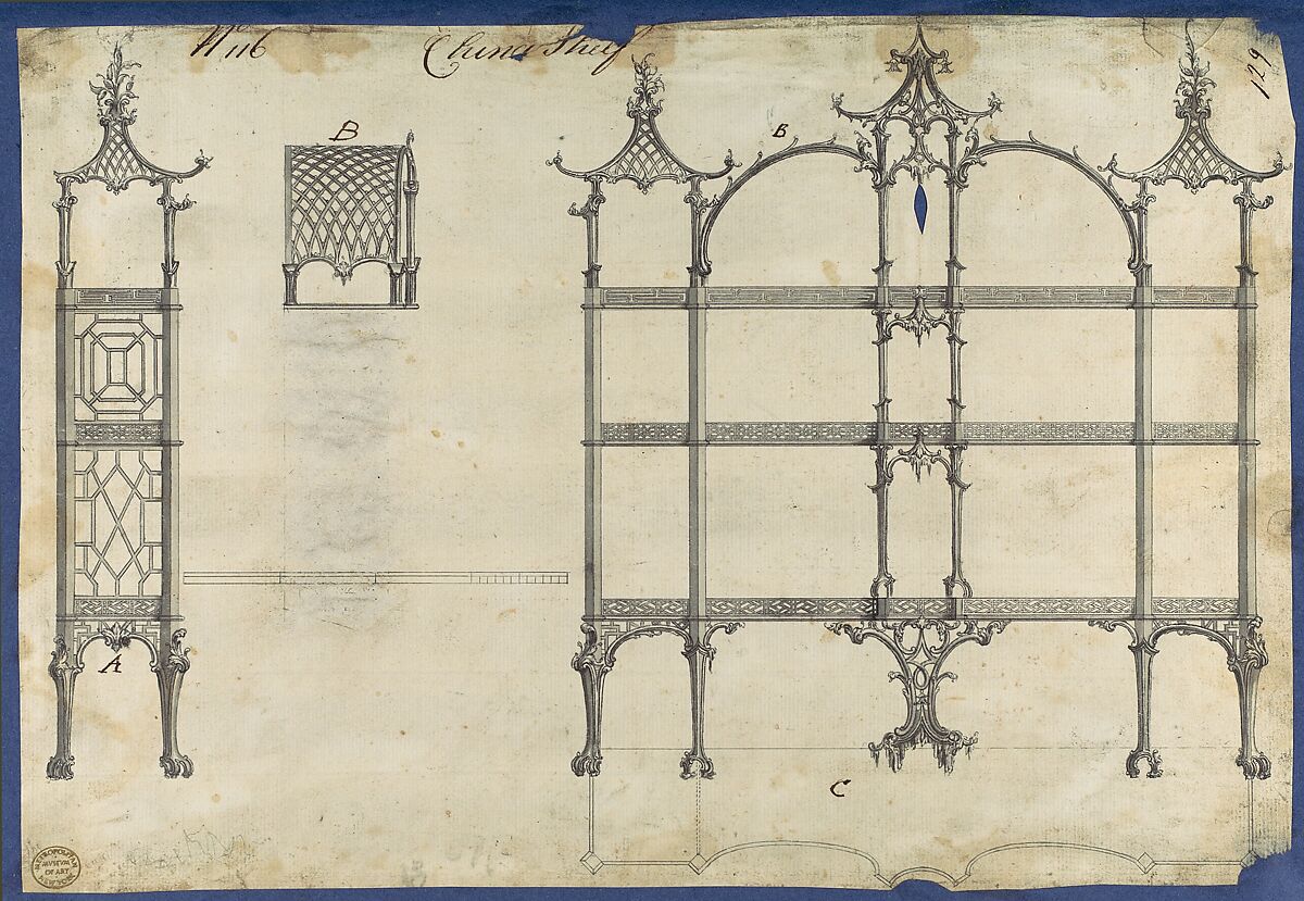 Chippendale Drawings, Vol. II, Thomas Chippendale (British, baptised Otley, West Yorkshire 1718–1779 London), Pen and black ink, brush and gray wash