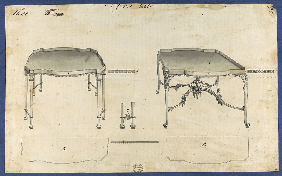 Chippendale Drawings, Vol. II, Thomas Chippendale (British, baptised Otley, West Yorkshire 1718–1779 London), Pen and black ink, brush and gray wash