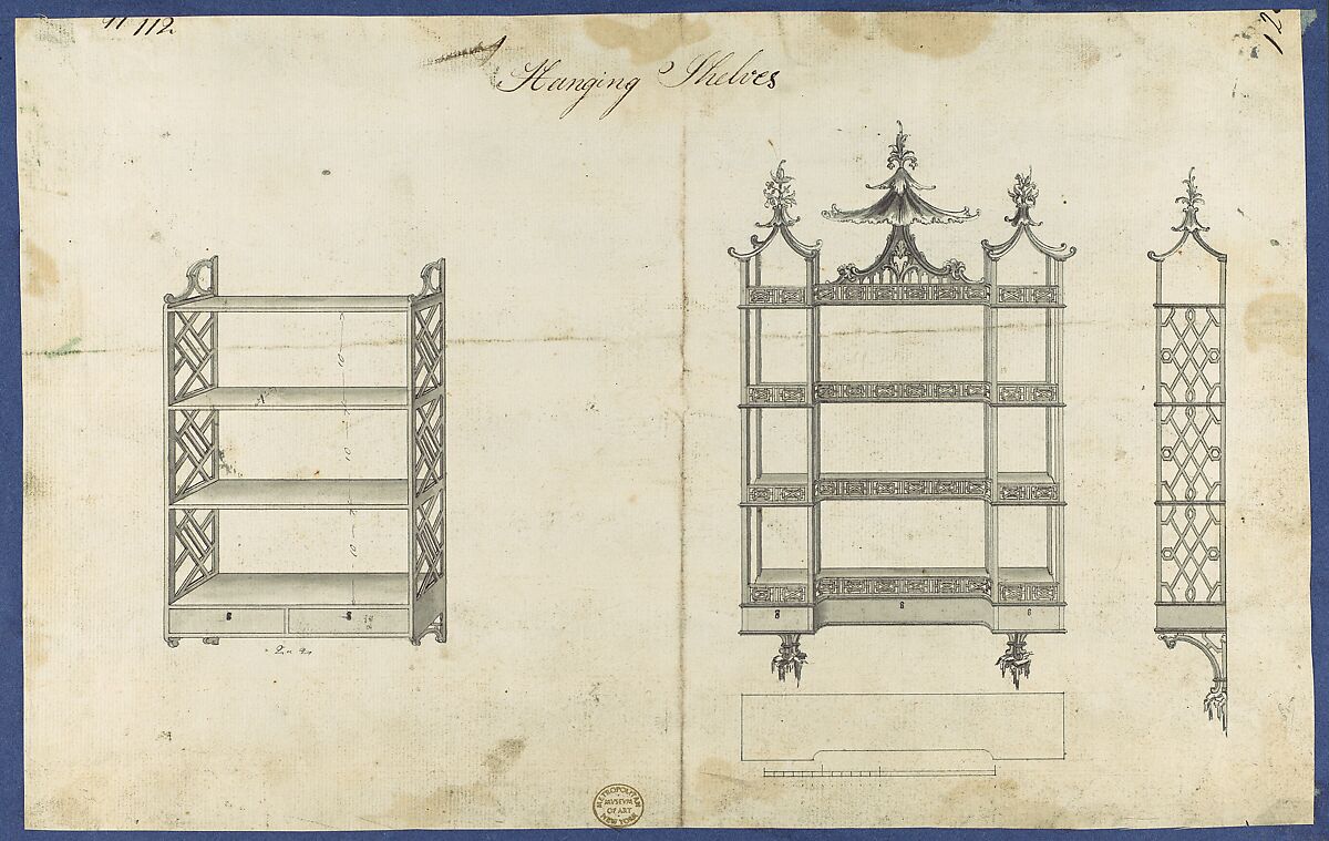 Chippendale Drawings, Vol. II, Thomas Chippendale (British, baptised Otley, West Yorkshire 1718–1779 London), Pen and black ink, brush and gray wash