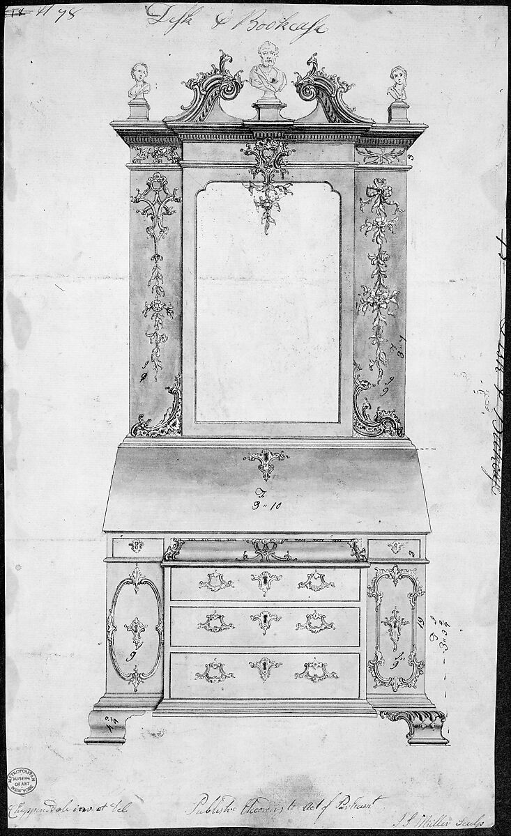 Chippendale Drawings, Vol. II, Thomas Chippendale (British, baptised Otley, West Yorkshire 1718–1779 London), Pen and black ink, brush and gray wash