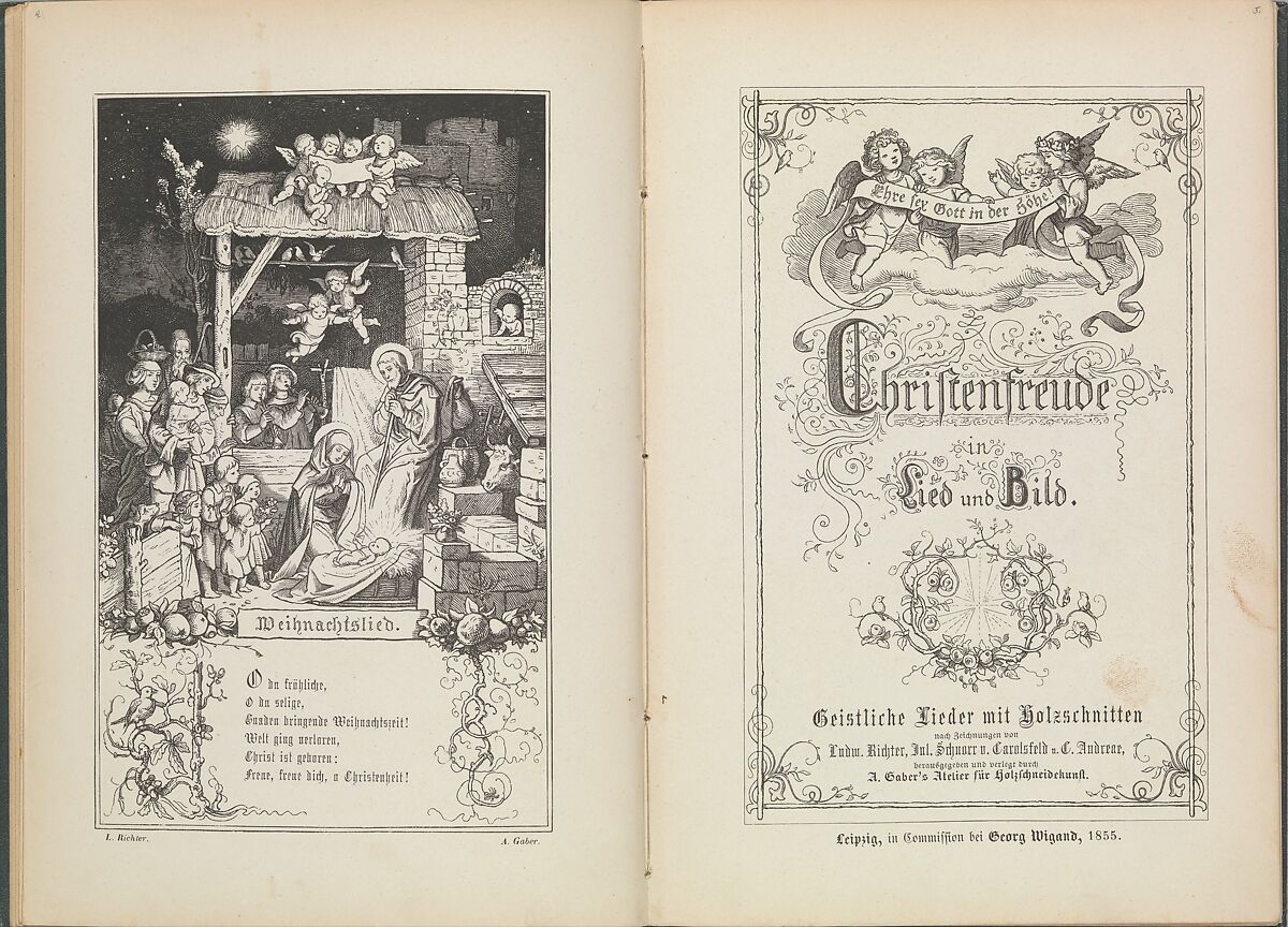 Christenfreude in Lied und Bild, Adrian Ludwig Richter (German, Dresden 1803–1884 Dresden), Wood engravings 
