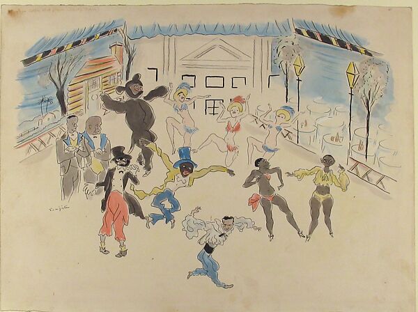 Harlem Cotton Club, Tsuguharu Foujita (French (born Japan), Tokyo 1886–1968 Zurich), Pen and black ink, watercolor