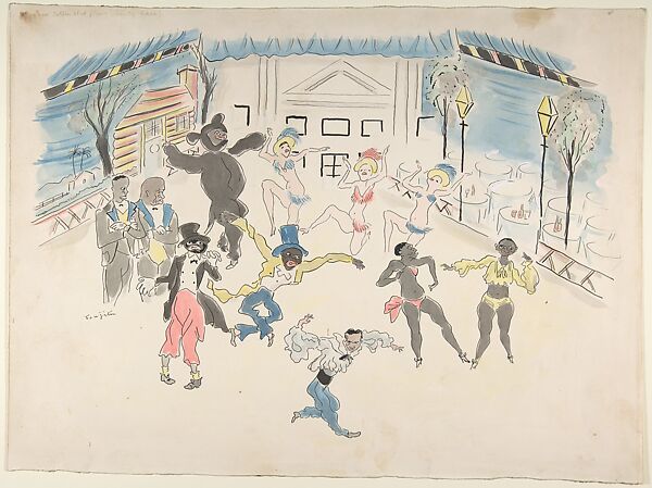 Harlem Cotton Club, Tsuguharu Foujita (French (born Japan), Tokyo 1886–1968 Zurich), Pen and black ink, watercolor 