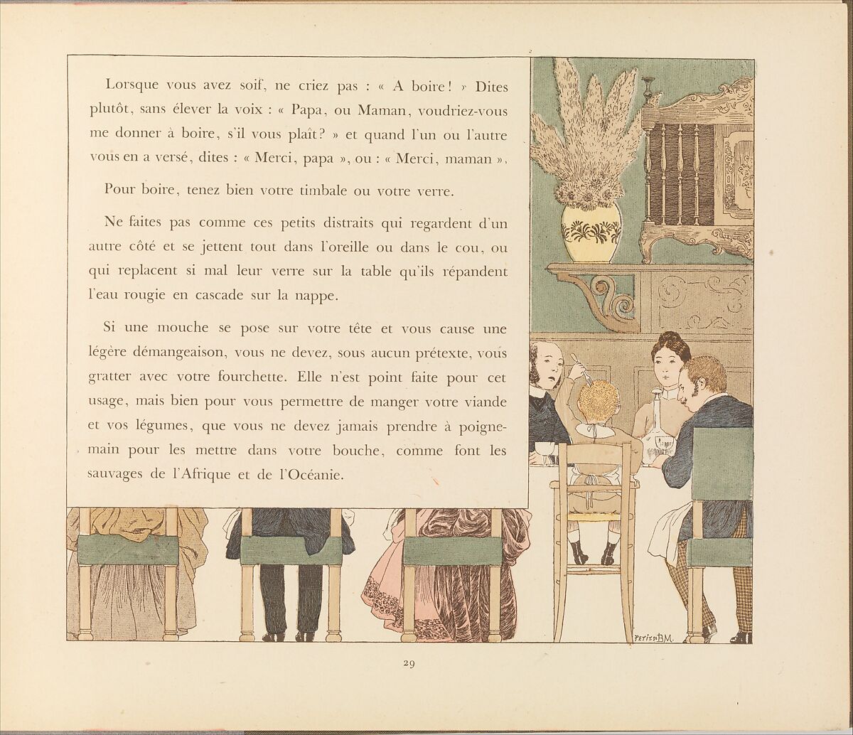 La Civilité Puérile et Honnête expliquée par l'Oncle Eugène, Eugène Plon (French, 1836–1895), Colored wood engravings
