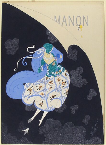 Costume Design for "Manon," Chicago Opera Company, 1922, Erté (Romain de Tirtoff) (French (born Russia), St. Petersburg 1892–1990 Paris), Gouache and metallic paint