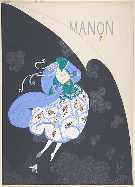 Costume Design for "Manon," Chicago Opera Company, 1922, Erté (Romain de Tirtoff) (French (born Russia), St. Petersburg 1892–1990 Paris), Gouache 