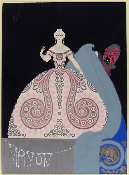 Costume Design for "Manon," Chicago Opera Company, 1922, Erté (Romain de Tirtoff) (French (born Russia), St. Petersburg 1892–1990 Paris), Gouache and metallic paint