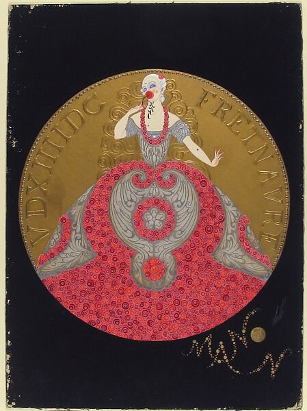 Costume Design for "Manon," Chicago Opera Company, 1922, Erté (Romain de Tirtoff) (French (born Russia), St. Petersburg 1892–1990 Paris), Gouache and metallic paint