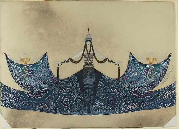"La Mer Baltique": Costume Design for "Les Mers," George White's Scandals, New York, 1923, Erté (Romain de Tirtoff) (French (born Russia), St. Petersburg 1892–1990 Paris), Gouache and metallic paint