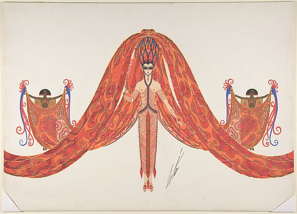 "La Mer Rouge": Costume Design for "Les Mers," George White's Scandals, New York, 1923, Erté (Romain de Tirtoff) (French (born Russia), St. Petersburg 1892–1990 Paris), Gouache 