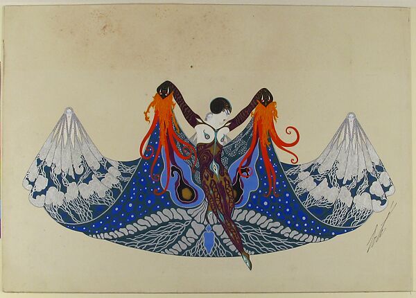 "L'Océan": Costume Design for "Les Mers," George White's Scandals, New York, 1923, Erté (Romain de Tirtoff) (French (born Russia), St. Petersburg 1892–1990 Paris), Gouache and metallic paint