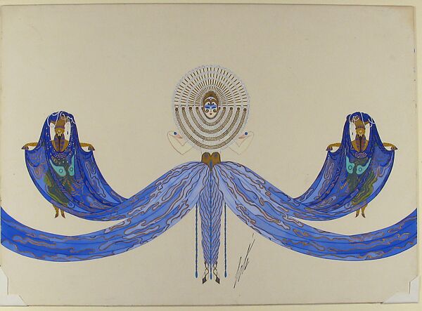 "La Mediterranée": Costume Design for "Les Mers," George White's Scandals, New York, 1923, Erté (Romain de Tirtoff) (French (born Russia), St. Petersburg 1892–1990 Paris), Gouache and metallic paint