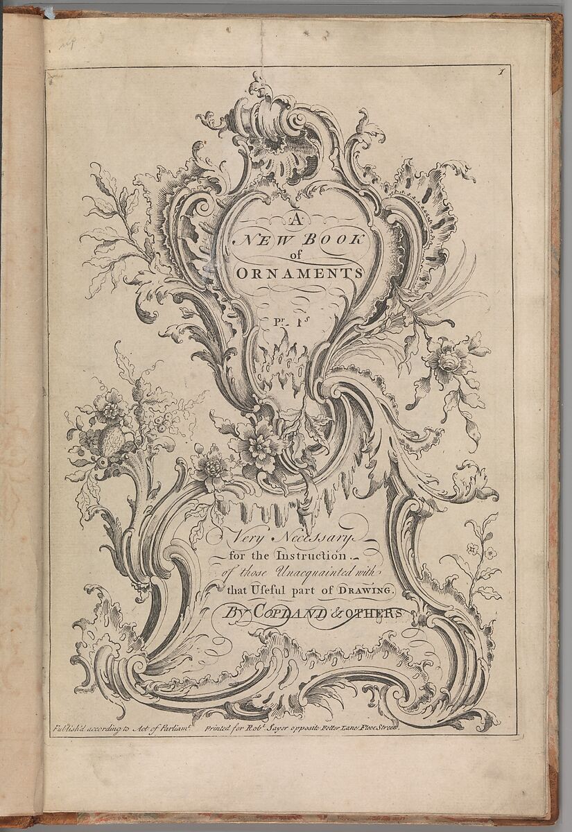 A New Book of Ornaments, Very Necessary for the Instruction of Those Unacquainted With the Useful Part of Drawing, Henry Copland (British, ca. 1706–1753), Illustrations: etching 