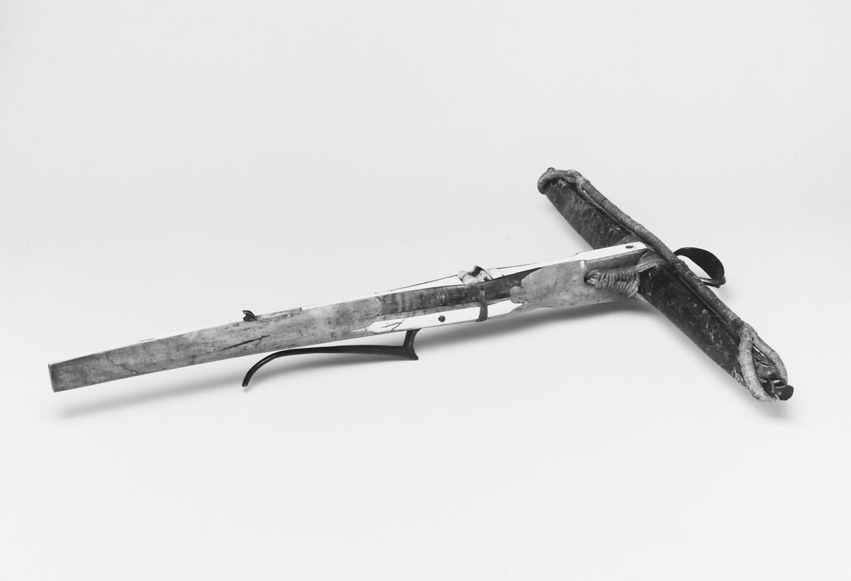 Crossbow, Wood, snakeskin, bone, horn, German, possibly Austrian 