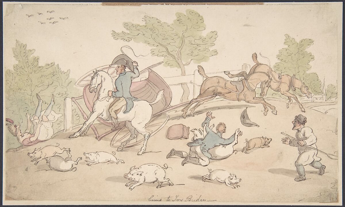 Going to Ivy Bridge, Thomas Rowlandson (British, London 1757–1827 London), Watercolor 