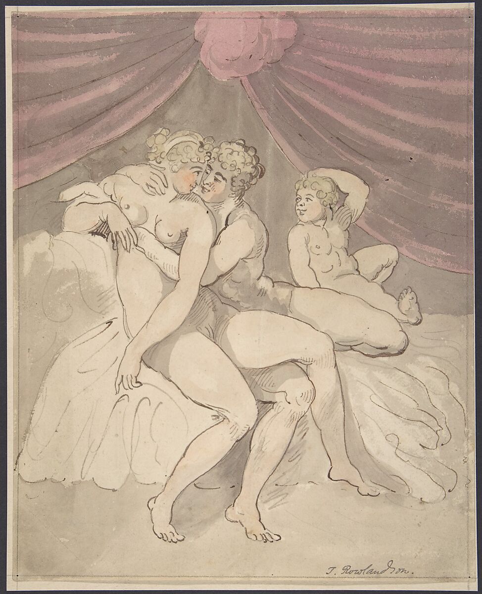 Nude Couple Embracing, Thomas Rowlandson (British, London 1757–1827 London), Watercolor 