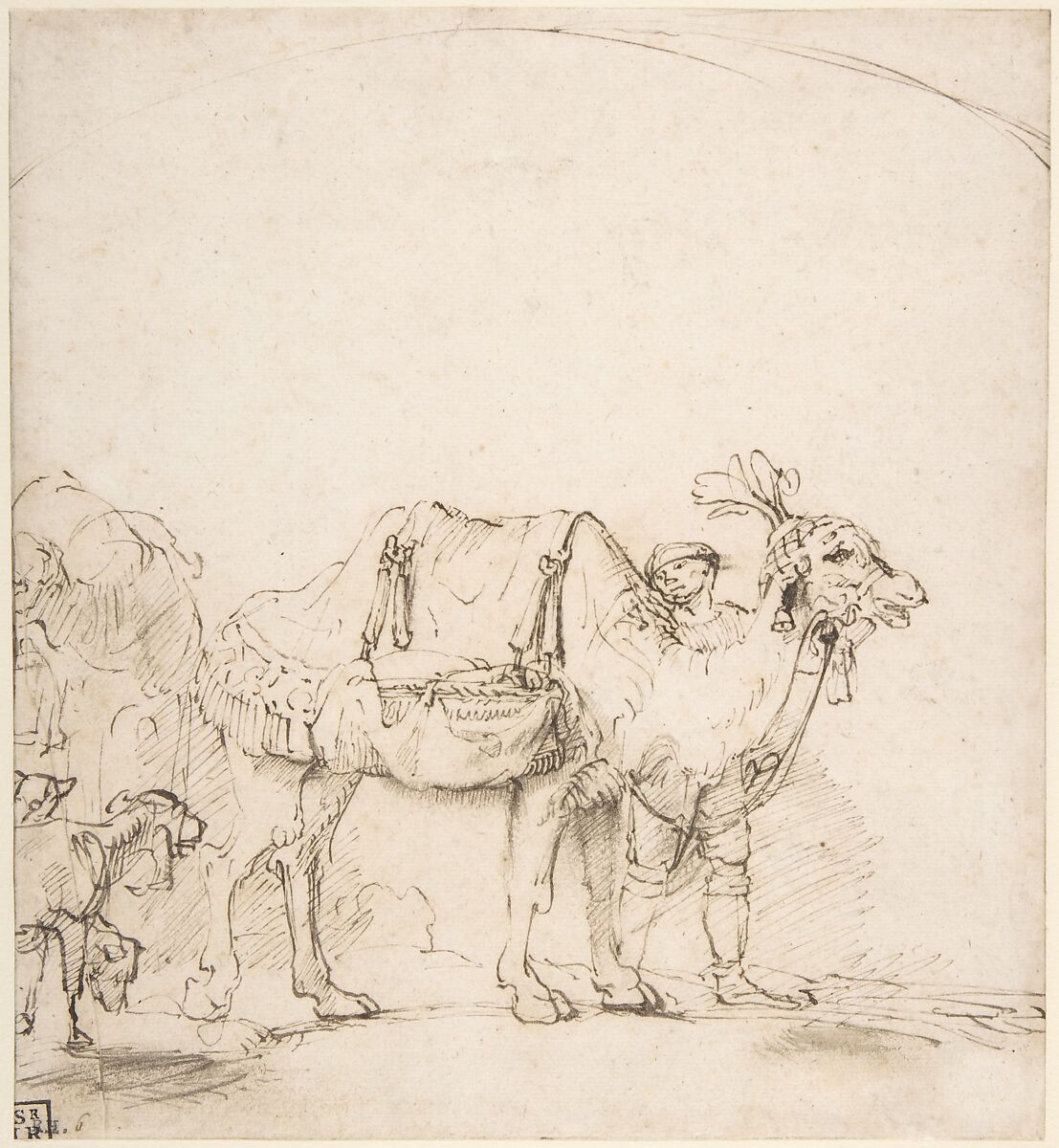 Man Leading a Camel, Rembrandt (Rembrandt van Rijn)  Dutch, Pen and brown ink, traces of brush and brown wash