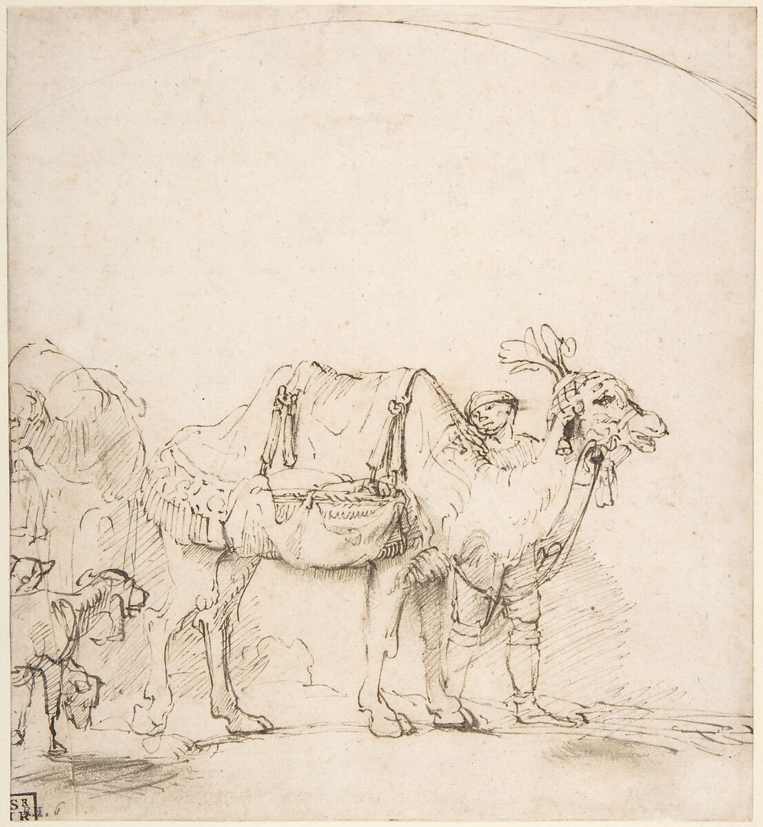 Man Leading a Camel, School of Rembrandt (Rembrandt van Rijn) (Dutch, Leiden 1606–1669 Amsterdam), Pen and brown ink, traces of brush and brown wash 