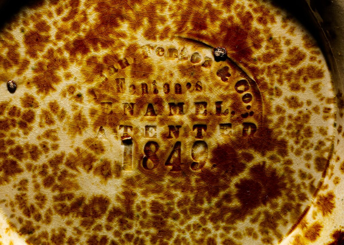 Basin, United States Pottery Company (1852–58), Mottled brown earthenware, American