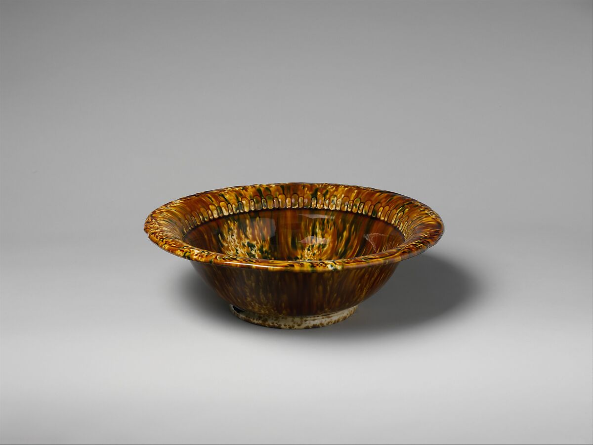 Basin, United States Pottery Company (1852–58), Mottled brown earthenware, American 