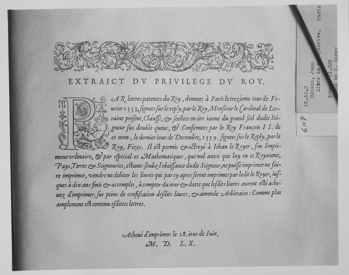 Livre de Perspective de Jehan Cousin, Jean Cousin the Elder (French, Souci (?) ca. 1490–ca. 1560 Paris (?)), Printed book