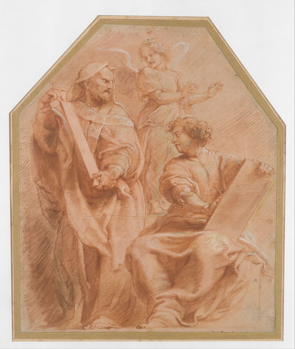 The Prophets David and Daniel, Peter Paul Rubens  Flemish, Red chalk, brush and red and pink wash, bodycolor, heightened with white