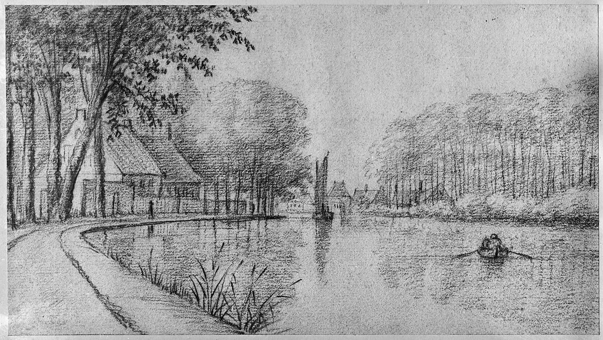 River Scene, Abraham Rutgers (Dutch, Amsterdam 1632–1699 Amsterdam), Red chalk over pencil