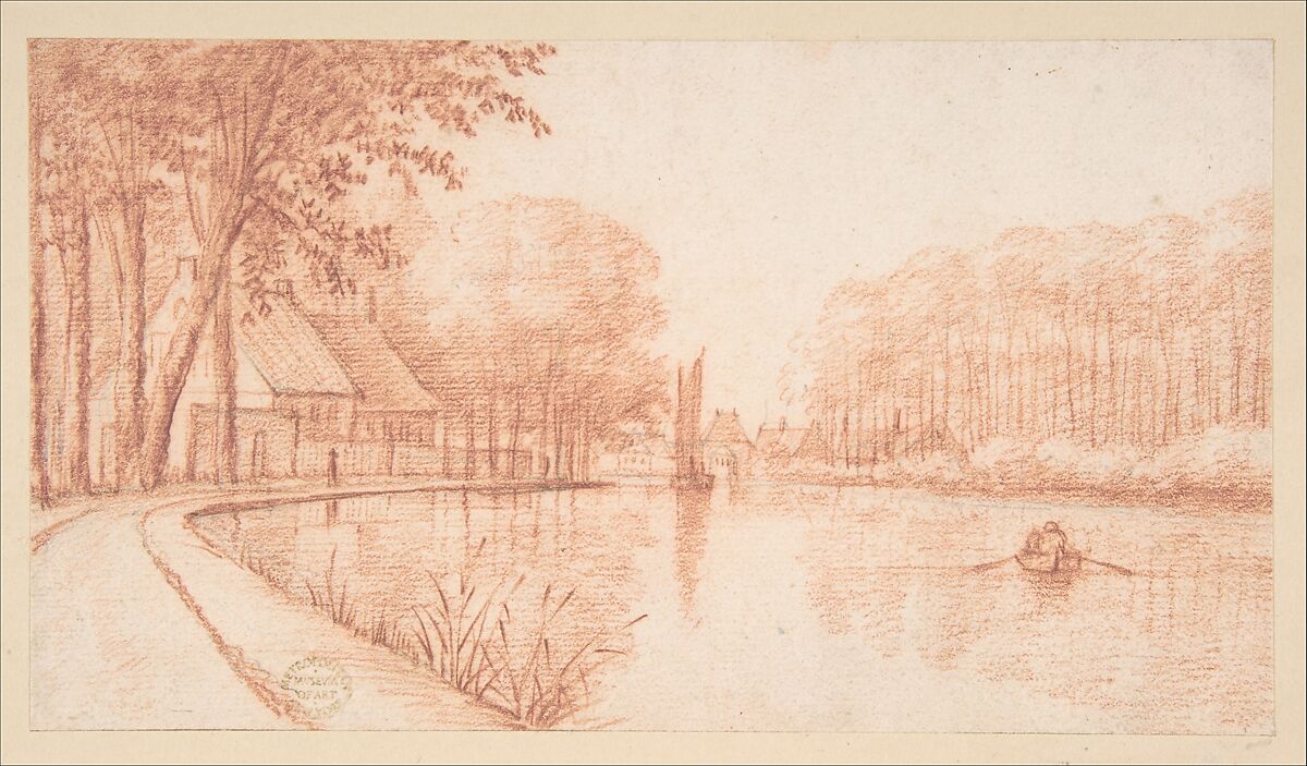 River Scene, Abraham Rutgers (Dutch, Amsterdam 1632–1699 Amsterdam), Red chalk over pencil 