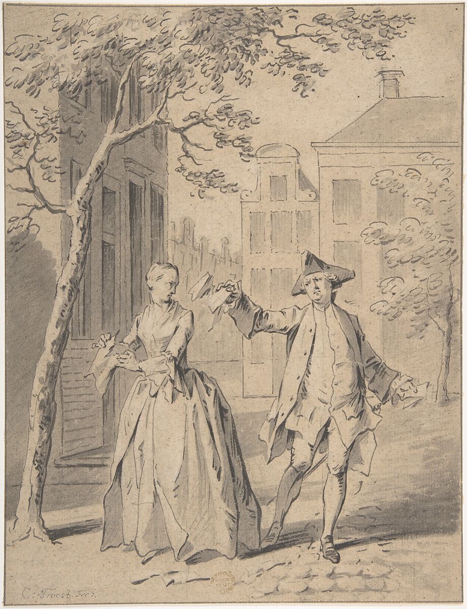 Scene From A Comedy, Jacob Buys (Dutch, baptized Amsterdam 1724–1801 Amsterdam), Pen, brush and gray ink and wash, heightened with white over graphite 