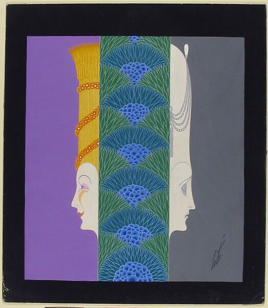 "Le Printemps Entre L'Hiver et L'Éte": Cover Design for "Harper's Bazar", Erté (Romain de Tirtoff) (French (born Russia), St. Petersburg 1892–1990 Paris), Gouache and metallic paint