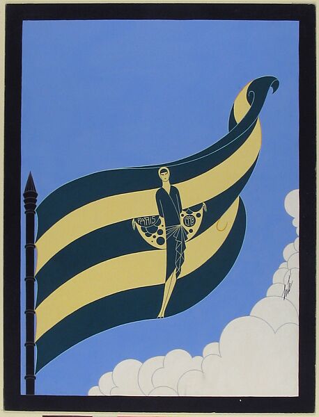 "L'Etendard de la Mode": Cover Design for "Harper's Bazar", Erté (Romain de Tirtoff) (French (born Russia), St. Petersburg 1892–1990 Paris), Gouache and metallic paint