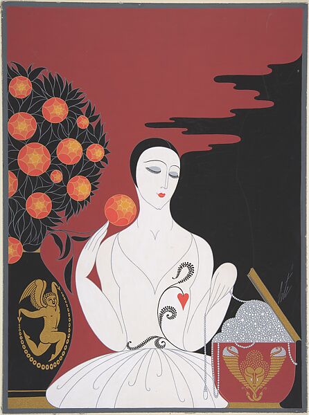 "Mariage d'Amour . . . Mariage de Raison": Cover Design for "Harper's Bazar", Erté (Romain de Tirtoff) (French (born Russia), St. Petersburg 1892–1990 Paris), Gouache on cardboard. 