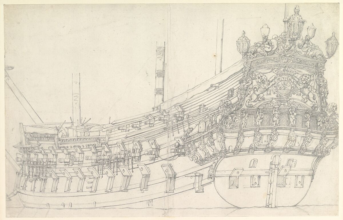 Dutch Ship: The Tholen (?), Willem van de Velde I (Dutch, Leiden 1611–1693 London), Graphite 