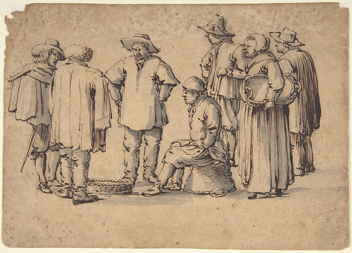Peasants, Willem van de Velde I (Dutch, Leiden 1611–1693 London), Pen and brown ink, brush and gray wash 