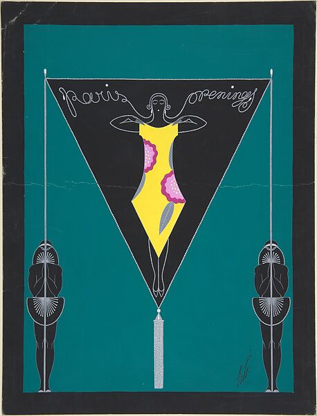 "Paris Openings": Cover Design for "Harper's Bazar", Erté (Romain de Tirtoff) (French (born Russia), St. Petersburg 1892–1990 Paris), Gouache on cardboard 