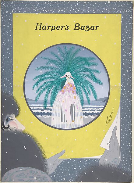 "Harper's Bazar": Cover Design, Erté (Romain de Tirtoff) (French (born Russia), St. Petersburg 1892–1990 Paris), Gouache on cardboard 