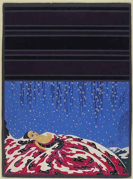 "Neige de Printemps": Cover Design for "Harper's Bazar", Erté (Romain de Tirtoff) (French (born Russia), St. Petersburg 1892–1990 Paris), Gouache and metallic paint