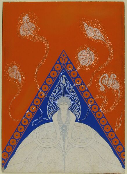 "Modes d'Hiver": Cover Design for "Harper's Bazar", Erté (Romain de Tirtoff) (French (born Russia), St. Petersburg 1892–1990 Paris), Gouache and metallic paint
