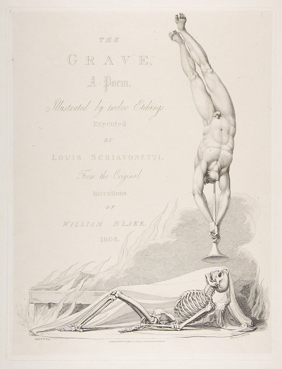 The Skeleton Re-Animated, Title Page to "The Grave," a Poem by Robert Blair, After William Blake (British, London 1757–1827 London), Engraving 