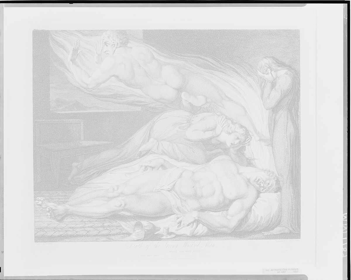 Death of the Strong Wicked Man, from "The Grave," a Poem by Robert Blair, After William Blake (British, London 1757–1827 London), Engraving