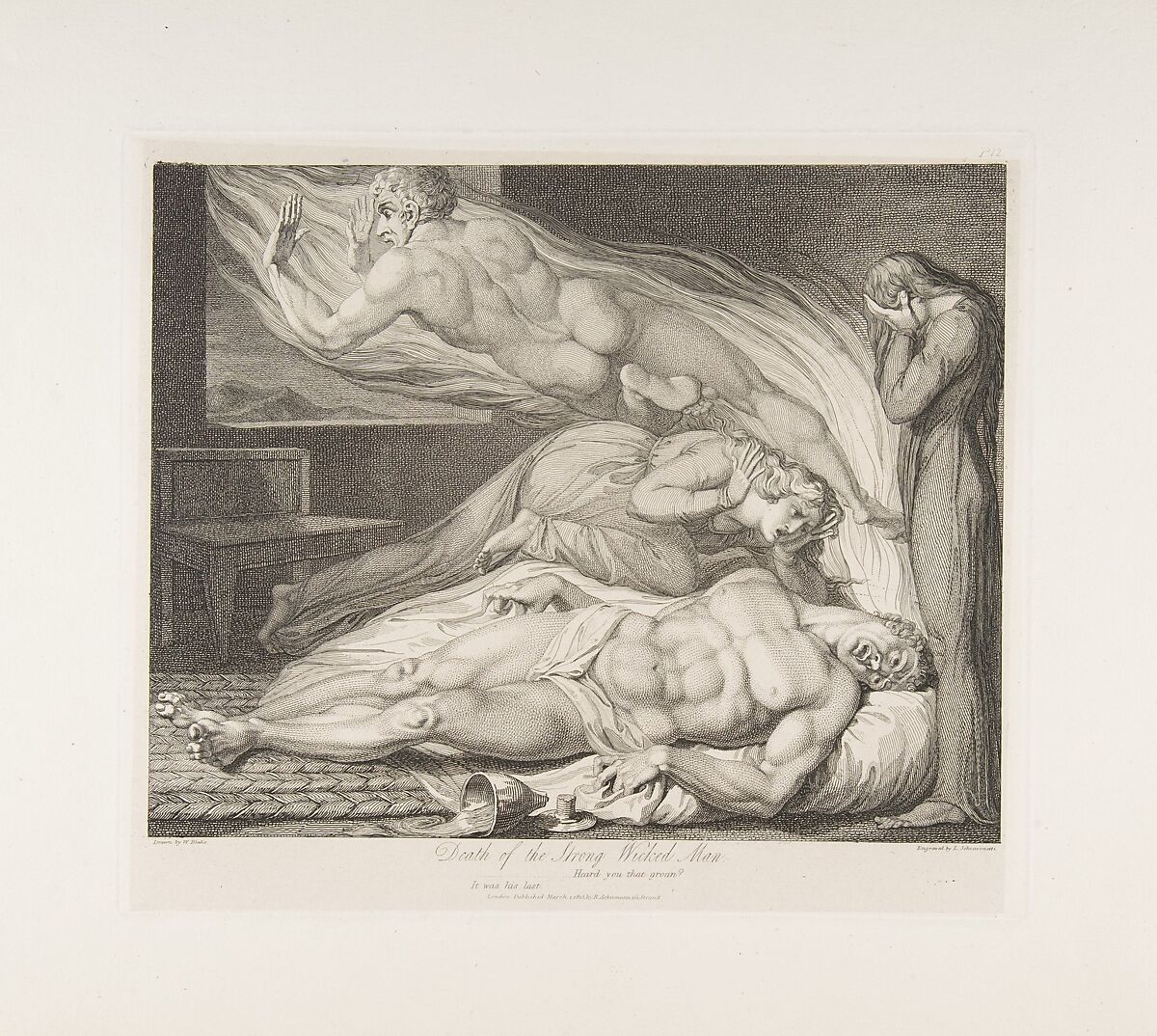 Death of the Strong Wicked Man, from "The Grave," a Poem by Robert Blair, After William Blake (British, London 1757–1827 London), Engraving 