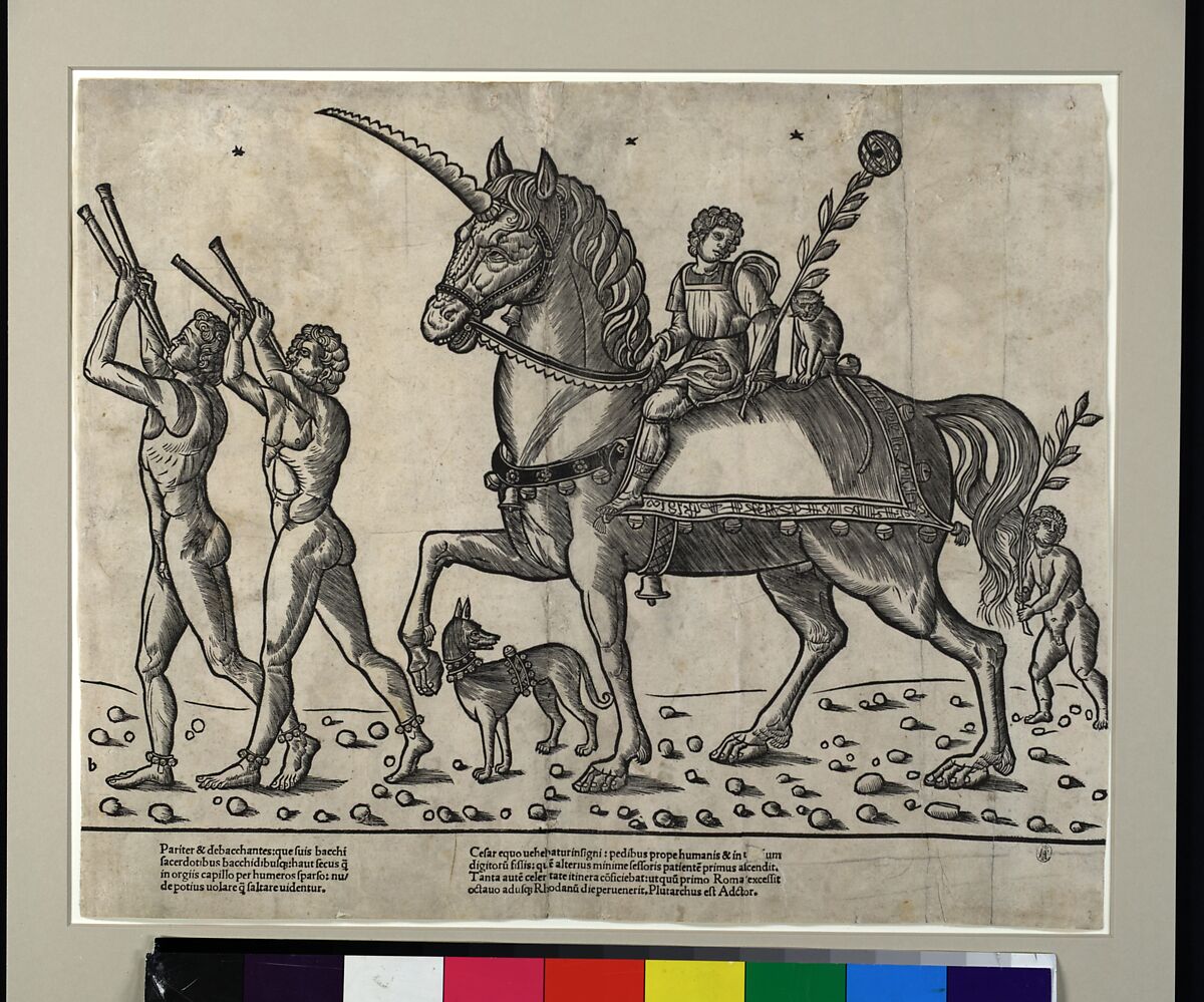 Trumpeters leading Ceasar on horseback, from "The Triumph of Caesar", Jacob of Strasbourg (Italian School, born Alsace, active Venice, 1494–1530), Woodcut