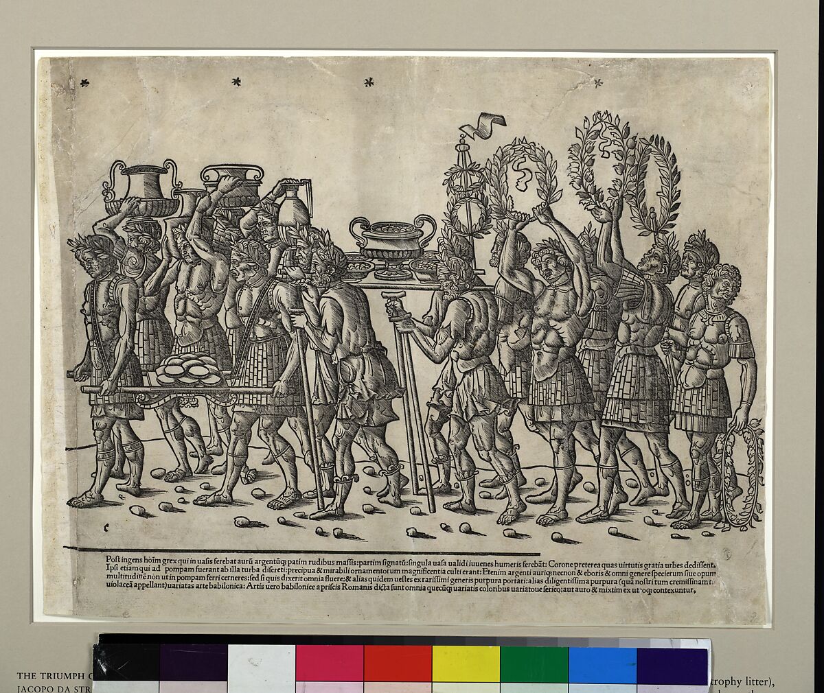 Figures bearing trophies and and carrying wreaths, from "The Triumph of Caesar", Jacob of Strasbourg (Italian School, born Alsace, active Venice, 1494–1530), Woodcut