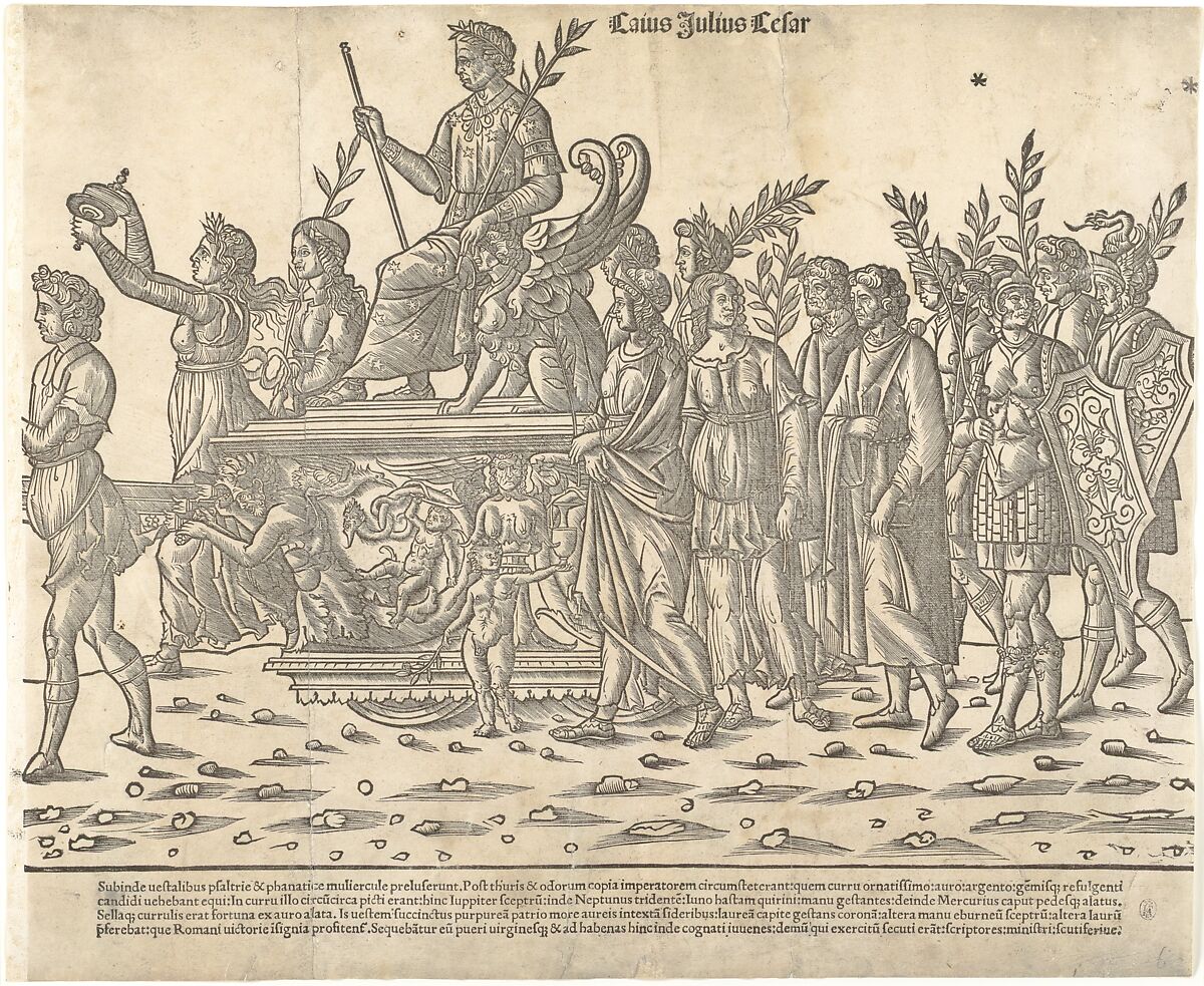 Caesar riding on his chariot, from 'The Triumph of Caesar', Jacob of Strasbourg (Italian School, born Alsace, active Venice, 1494–1530), Woodcut 