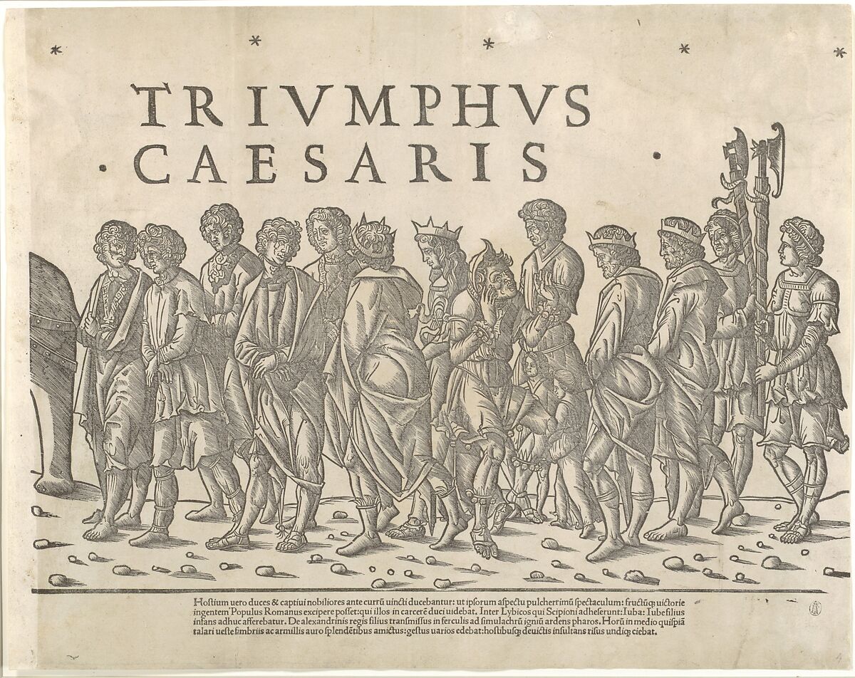 Various figures in procession, from "The Triumph of Caesar", Jacob of Strasbourg (Italian School, born Alsace, active Venice, 1494–1530), Woodcut 