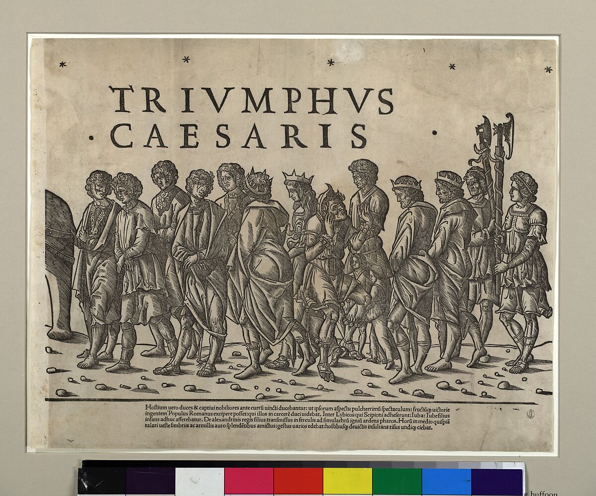 Various figures in procession, from "The Triumph of Caesar", Jacob of Strasbourg (Italian School, born Alsace, active Venice, 1494–1530), Woodcut