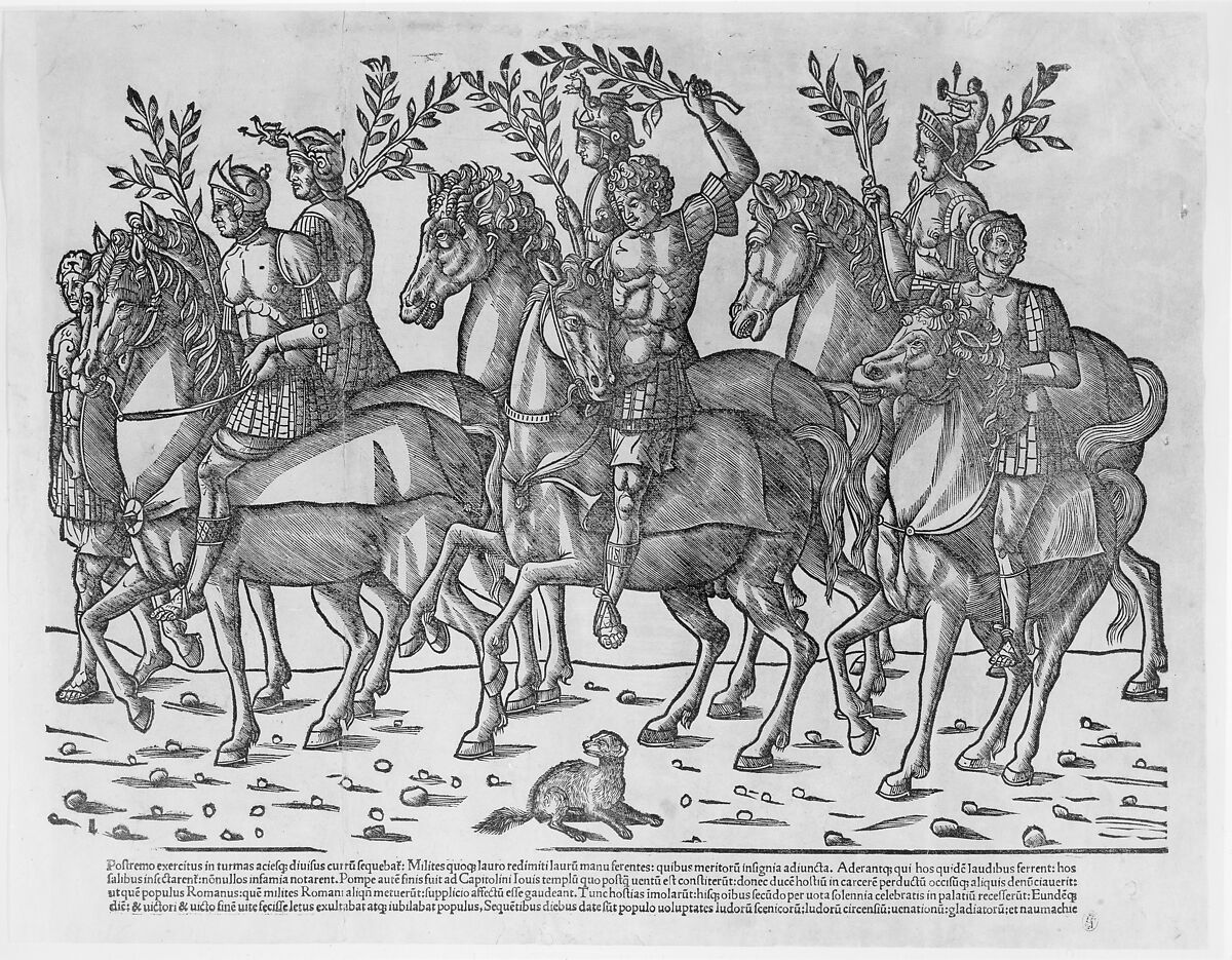 Figures on horseback, from "The Triumph of Caesar", Jacob of Strasbourg (Italian School, born Alsace, active Venice, 1494–1530), Woodcut