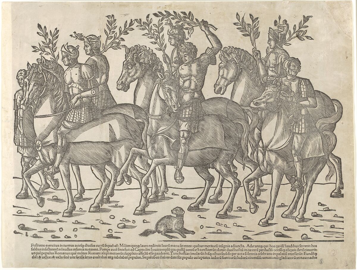 Figures on horseback, from "The Triumph of Caesar", Jacob of Strasbourg (Italian School, born Alsace, active Venice, 1494–1530), Woodcut 