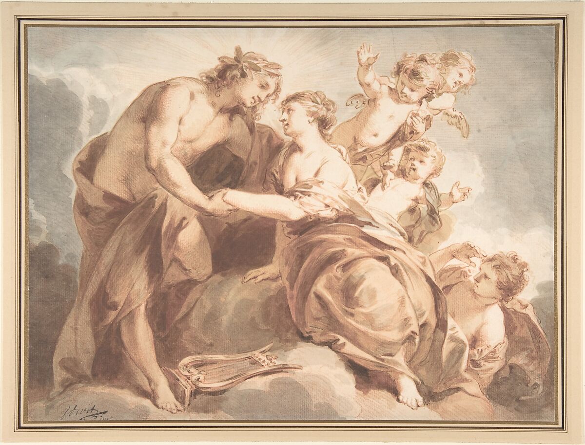 Apollo and Thetis, Jacob de Wit (Dutch, Amsterdam 1695–1754 Amsterdam), Red, brown and gray wash over red chalk 