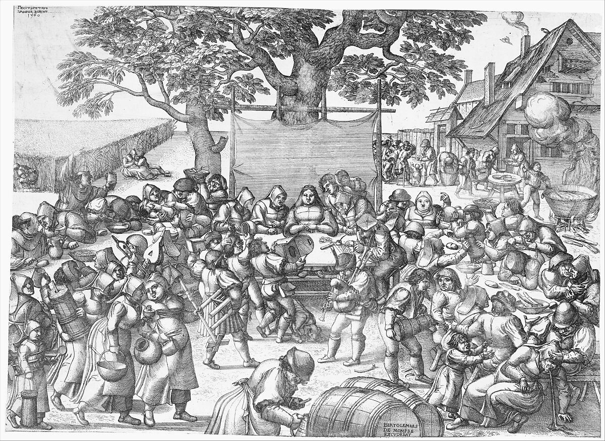 Peasant Wedding, Peeter van der Borcht (Netherlandish, Mechelen ca. 1535–1608 Antwerp), Etching